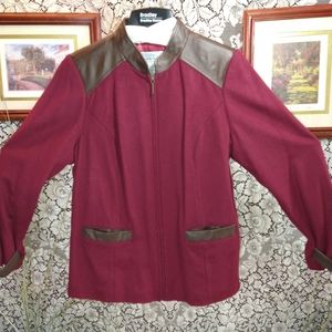 Bradley Bayou wool cashmere with leather trim coat vintage heavy zipper pockets